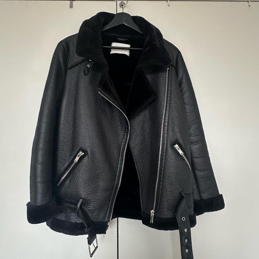 Zara Faux Leather Jacket with Buckle